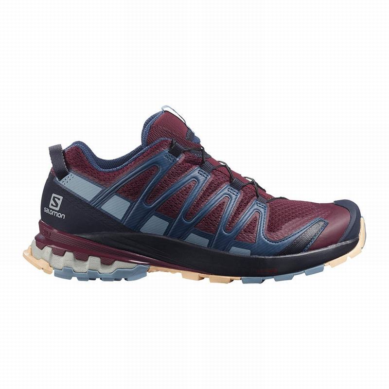 Buty Trekkingowe Damskie Salomon XA PRO 3D V8 - Bordowe / Niebieskie - Polska (649-HRYXJV)